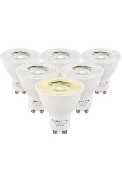 Lawazim مصباح LED بقوة 7 واط GU10 - 6 قطع، أبيض دافئ 3000 كلفن - موفر للطاقة،...