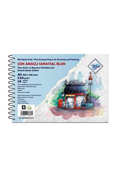 art liva Multi-Purpose Artistic Painting Notebook Textured 250 Gr 20 Yp A5