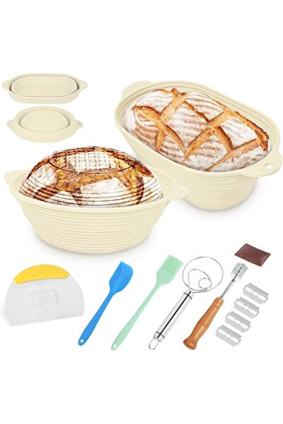 GENERAL 7pcs silicone bread fermentation baskets, round and oval dough fermen...