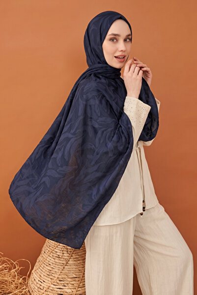 lil amore Aerobin Jacquard Leaf Patterned Shawl 136
