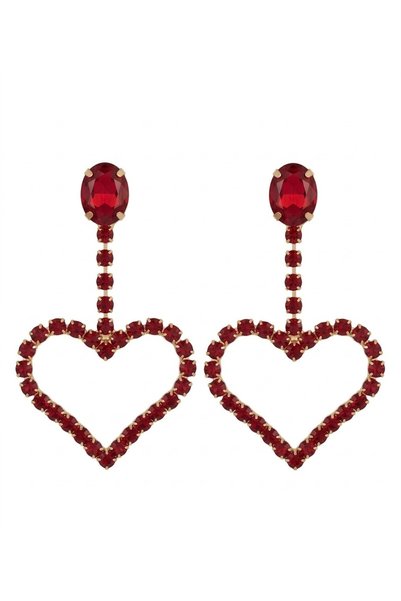GenelTedarik Women's Red Heart Figured Stylish Earrings, Non-Tarnishable, Sta...