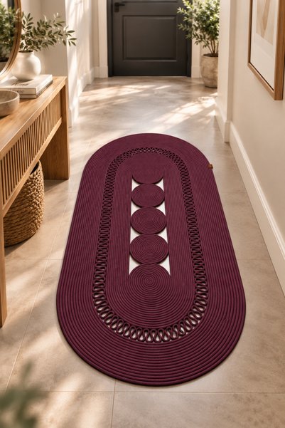 MaVaux Nola Doğal Hasır Jüt Kilim Dekoratif Örgü Tasarım Oval Salon, Antre, M...