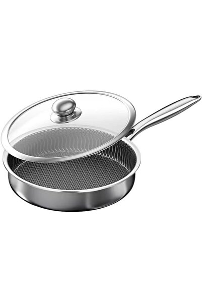 ANYUAN Stainless Steel Frying Pan, Honeycomb Stainless Steel Wok, Heats Up Qu...