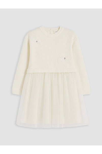 LC Waikiki Lcw Kids White Embroidered Girls' Dress with Nevavm Difference