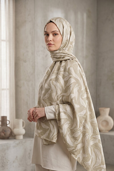 sermoda Aerobin Jacquard Leaf Patterned Shawl 154
