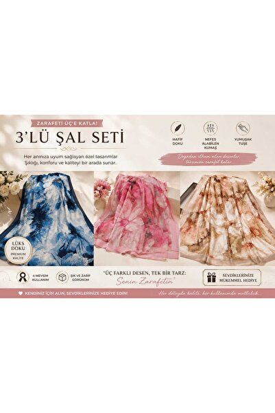 DESENLİ ŞAL 3 LÜ SET