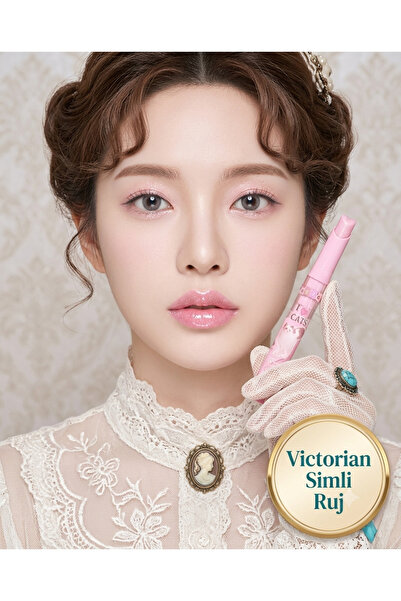 Kozmetik Victorian Heart Design Glittery Shimmer Lipstick - Korean Trend Mois...