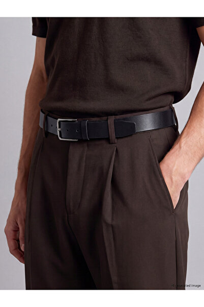 LC Waikiki Lcw Accessories Black Plain Men's Belt with Nevavm Difference