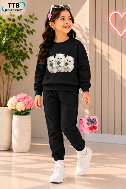 TREND THE BEST Trendin En İyisi Winter Unisex Black Tracksuit, Black Sweat To...
