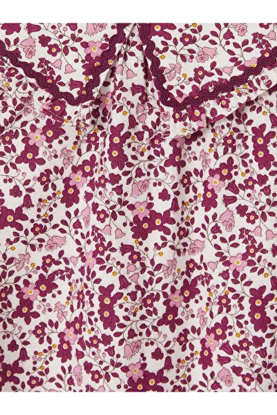 LC Waikiki Purple Baby Collar Floral Patterned Girl's Dress