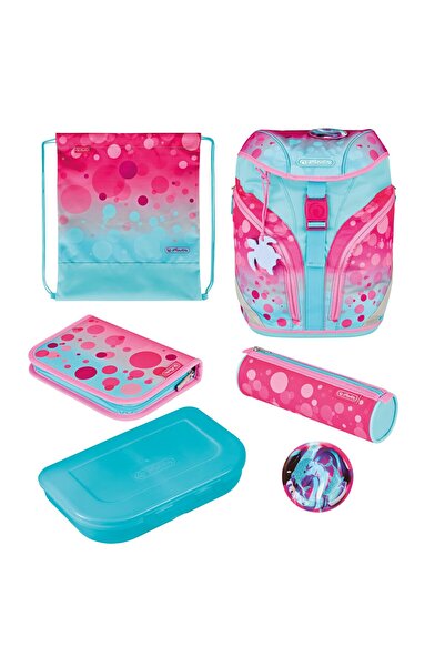 Herlitz okul çantası seti 7 parça GREENline Pink Bubbles geri dönüştürülmüş m...