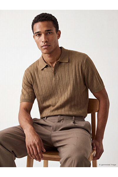 LC Waikiki تي شيرت رجالي من NEVAVM Farkıyla LCW Vision Brown Knitwear ذو أكما...