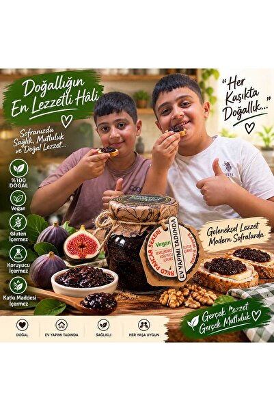 Guru Bey Cevizli İncir Reçeli 420gr - Ev Yapımı Tadında, Vegan, Glutensiz