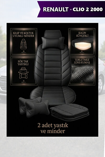 renault clio 2000 uyumlu koltuk kılıf koruyucu minder 2li set yastık lüks model