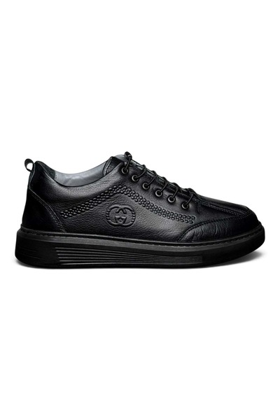 M.P. Men's Leather Comfort Casual Shoes 262-5345 - Black - 40