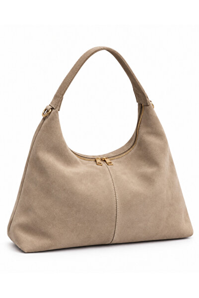Miesse Vizon Kadın Hakiki Süet Shopper Omuz Çantası