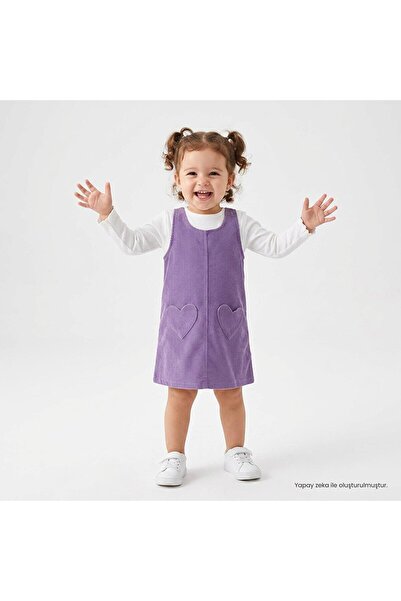 ebebek Hello Baby HelloBaby Kız Bebek Salopet-Tişört Kalp Baskılı Bisiklet Ya...