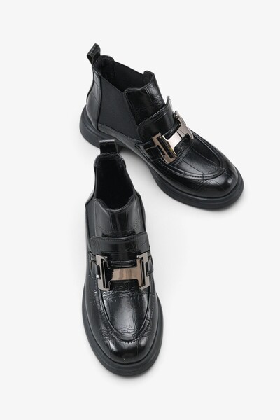 İNNABUTİKK İkresa Women's Daily Boots - Black Crocodile