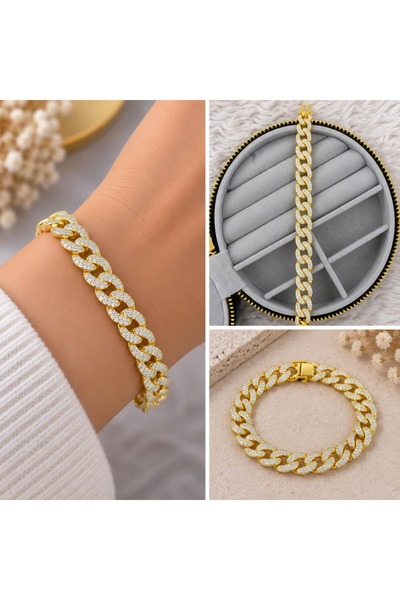 BY YASİN TOPÇU Gold Taşlı Gurmet Zincir Bileklik