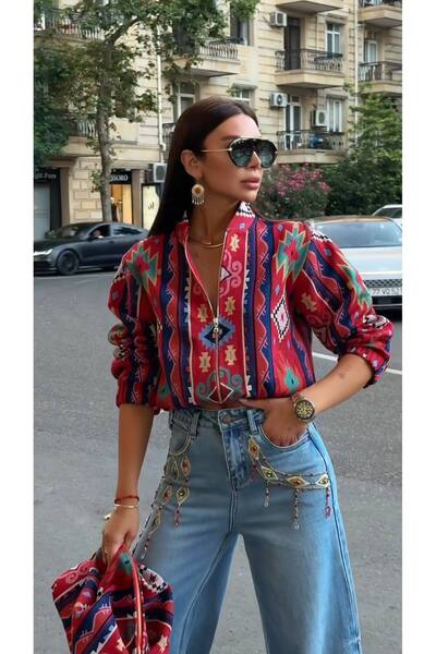 luzuze Women's Lalita Ethnic Patterned Bomber Jacket