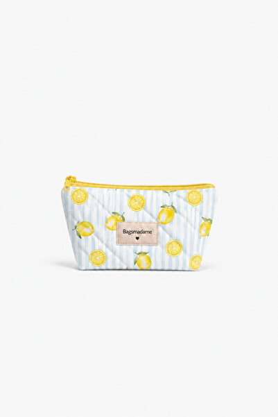 BagsMadame Lemon Patterned Single Compartment Pen Holder Makeup Bag Pencil Ca...