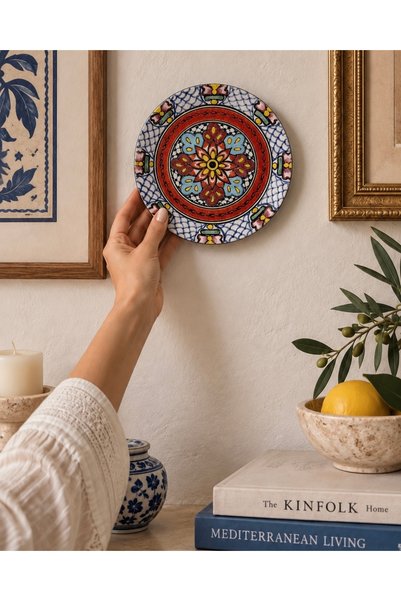 unique florya Etnik Desenli Dekoratif Duvar Tabağı 18 cm – El Yapımı