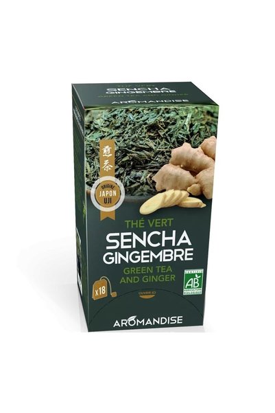 Aromandise Ceai verde Sencha cu ghimbir bio 18 pliculete x 2g,