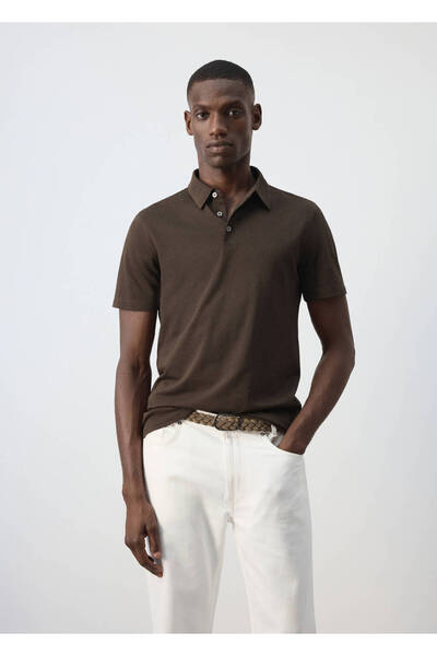 MANGO Man Regular fit pamuk karışımı polo yaka tişört