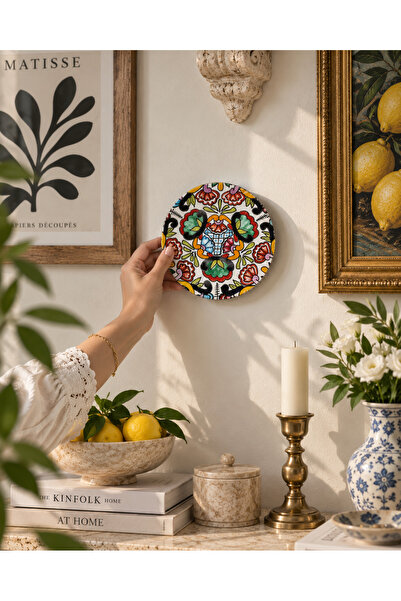 unique florya Etnik Desenli Dekoratif Duvar Tabağı 18 cm – El Yapımı