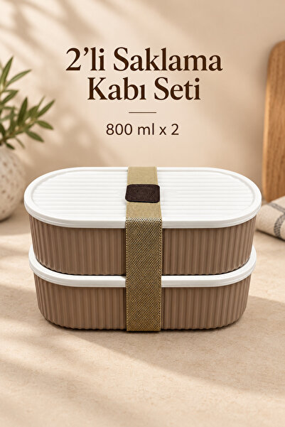 homexs 2 Katlı Taşınabilir Saklama Kabı-Beslenme Kutusu-Lunch Boxs- 0.800 Lit...