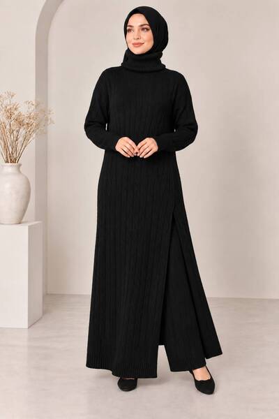 MAY MARA Women's turtleneck, side slit, and 2-piece pants knitwear set