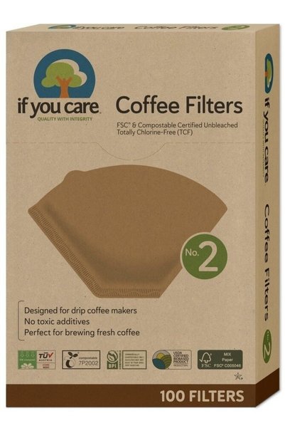 If You Care Filtre de cafea marimea 2, nealbite, fara clor, compostabile, 100...