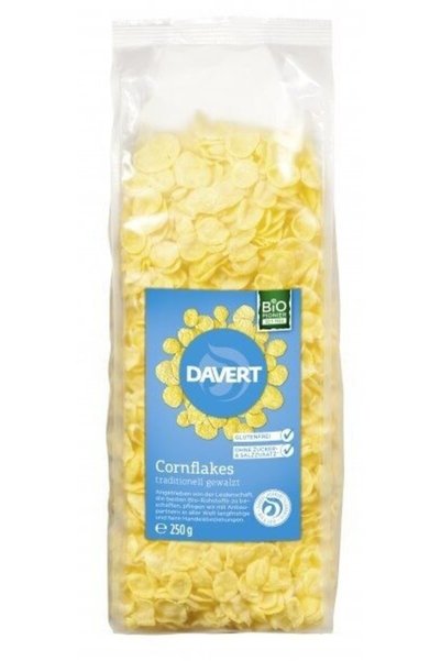 DAVERT Fulgi de porumb fara sare, zahar si gluten bio 250g