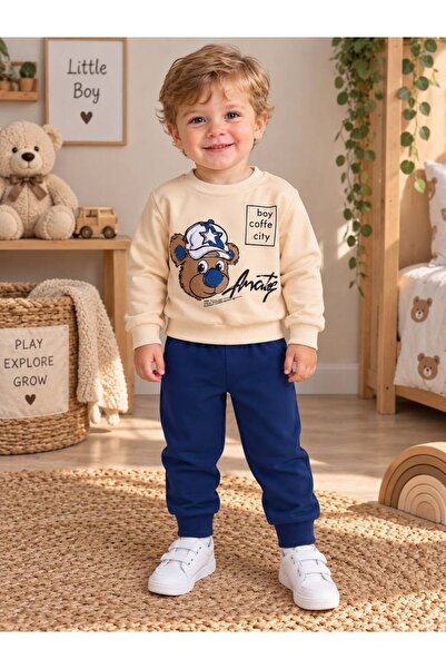 Organic Product DimpleBaby طقم سويت شيرت وبنطلون رياضي مكون من قطعتين للأولاد...