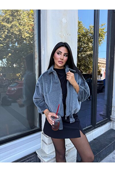 Şeker Portakalım Plush Fur Texture Belt Detailed Pocketed Premium Bomber Styl...