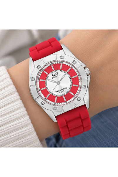 Q&Q Women's Wristwatch with Silicone Strap and Zircon Stones, Casual and Styl...