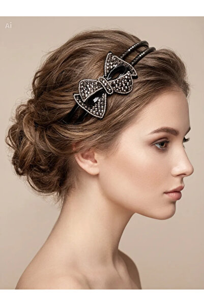EVREUX Stylish Plastic Crown with Crystal Stone Bow Detail