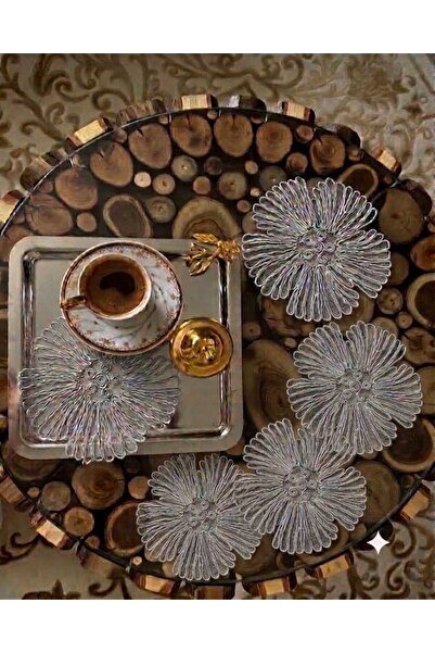 MRK Model Wosso 6 Pieces Tulle Lace Cocktail Napkin Coaster Presentation Napk...