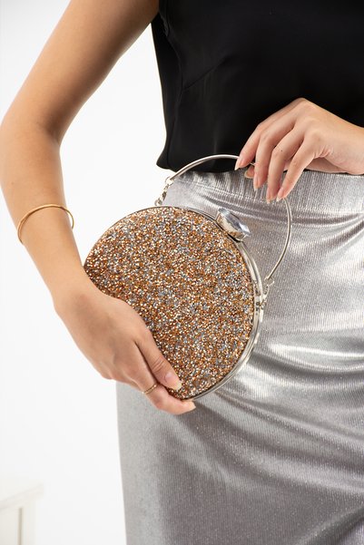 efnanstore Stone Round Stone Detailed Evening Bag