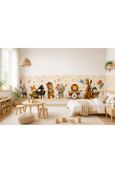 MaisonVelinCo Sevimli Müzisyen Hayvanlar Duvar Sticker Bordürü – Çocuk ve Beb...
