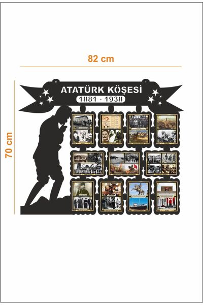 turuncufabrika Atatürk Köşesi 3 mm Siyah Ahşap Mdf Duvar Panosu Atatürk Hayat...