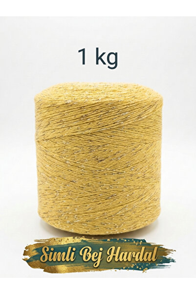 Bevella Macrame Cord Ασημί Μπεζ Μουσταρδί 1 κιλό Βαμβακερό νήμα για πλέξιμο σ...