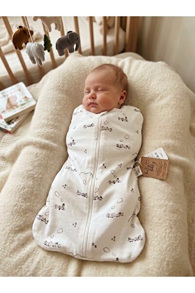 Billy Baby Unisex Bebek Tren Desenli %100 Pamuk Fermuarlı Kundak Uyku Tulumu ...