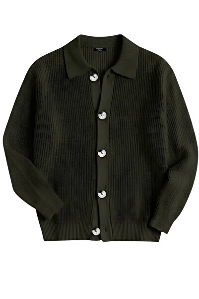 GENIUS STORE Ανδρική ζακέτα Oversize με κουμπιά και λαιμόκοψη πόλο, που δεν σ...