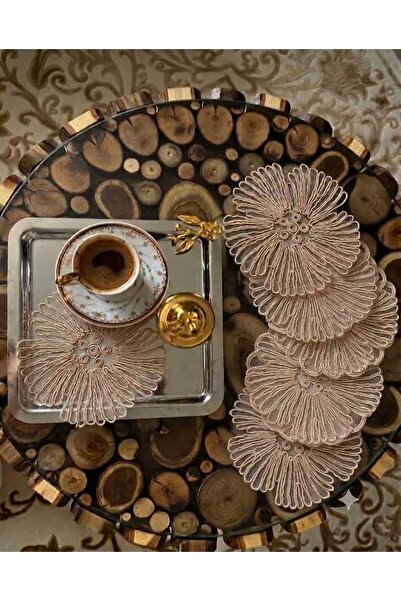 MRK Wosso Model 6 Pieces Tulle Lace Cocktail Napkin Coaster Presentation Napk...