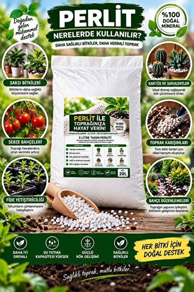 NEXVORİA Tarım Perliti 20 Litre – Bitki Toprağı Havalandırıcı, Drenaj ve Kök ...