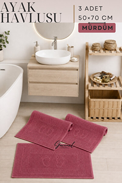 Güvenal Trace |   3-Piece Footprint Patterned 50 X 70 cm Foot Towel Set |   T...
