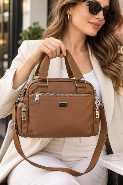Sanmorris Faux Leather Shoulder Bag – Multi-Compartment, Zippered, Adjustable...