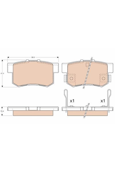 TRW Σετ τακακιών φρένων για Honda Civic 7 2001-2005