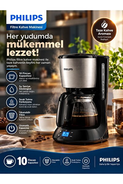 Philips Elvt Yeni Seri Versuni Filtre Kahve Makinesi, 1,2 Lt Kapasite, Otomat...